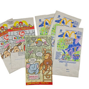 Lot of 6 vintage 1998 McDonald Happy Meals bags sacks EUC